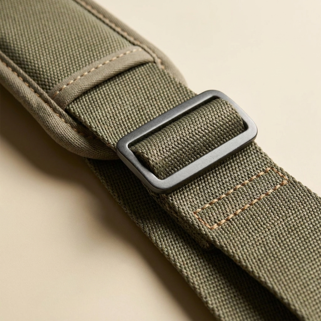 Close-up of the secure buckle and woven band.