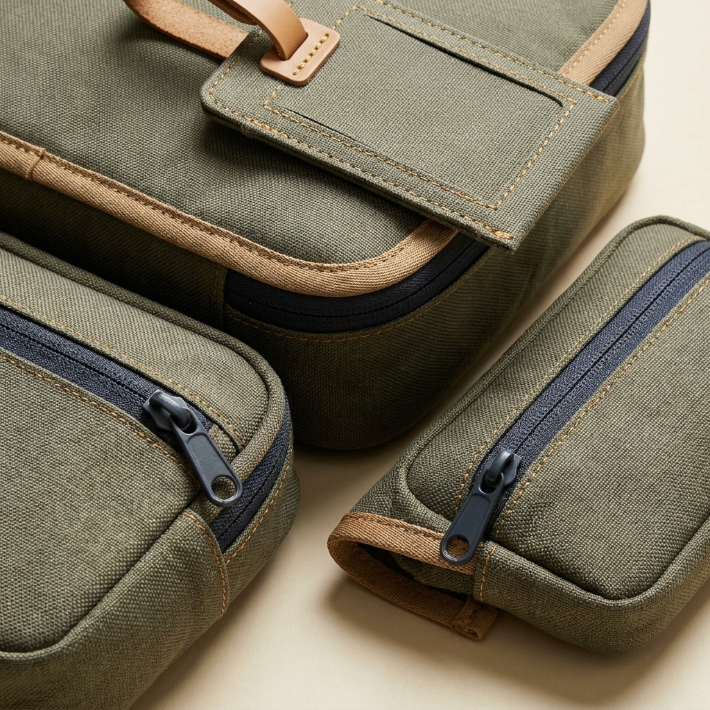 Close-up of coordinated Weekender Set materials and construction.